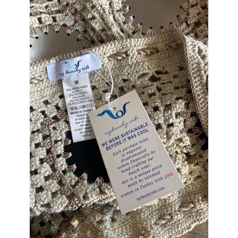 My Beachy Side Crochet Mini Skirt Stone Grey Bronze Womens Size Large - Picture 6 of 7